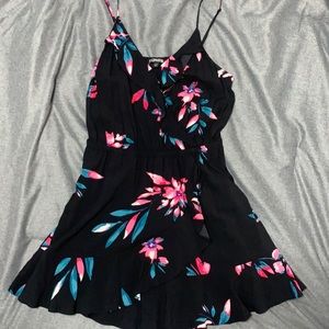 Express black and pink floral sun dress
